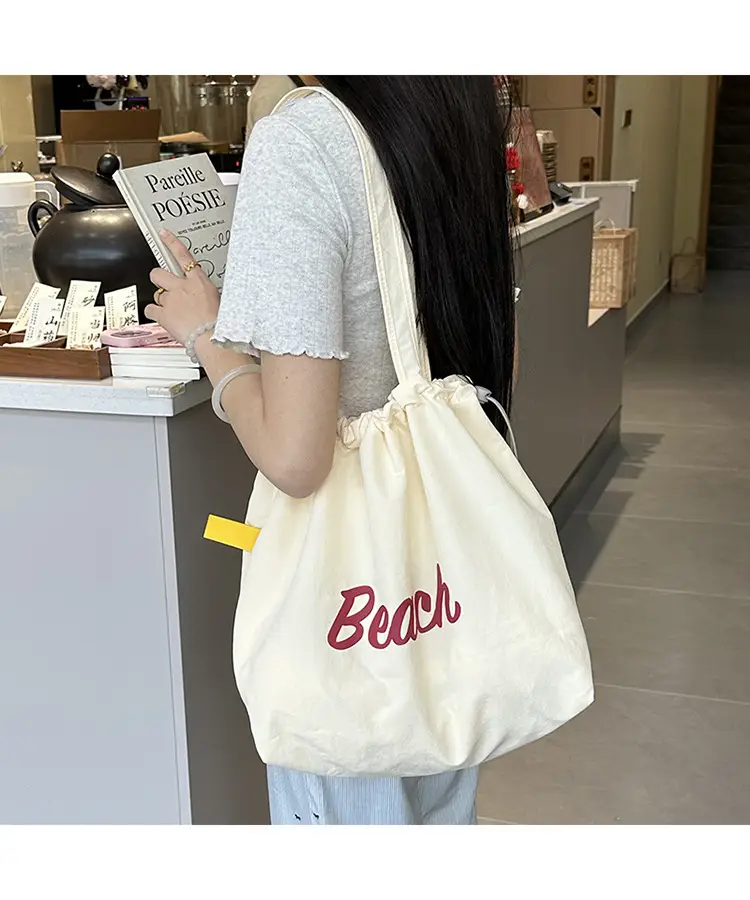 Yellow Canvas Shoulder Bag for Women New Size Artistic Design — feature 44