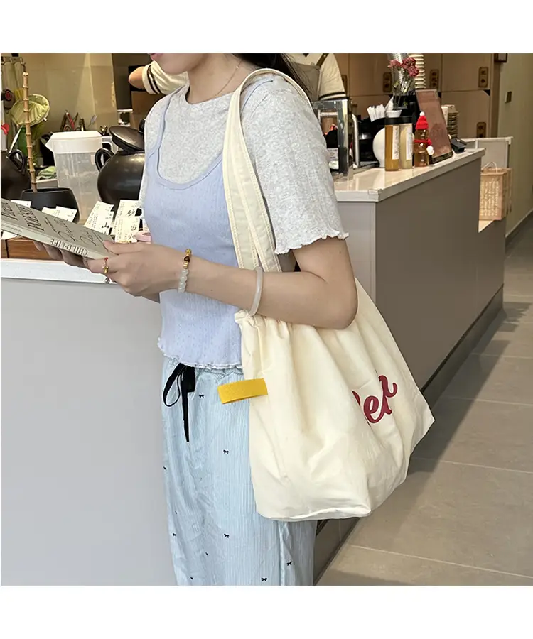 Yellow Canvas Shoulder Bag for Women New Size Artistic Design — feature 45