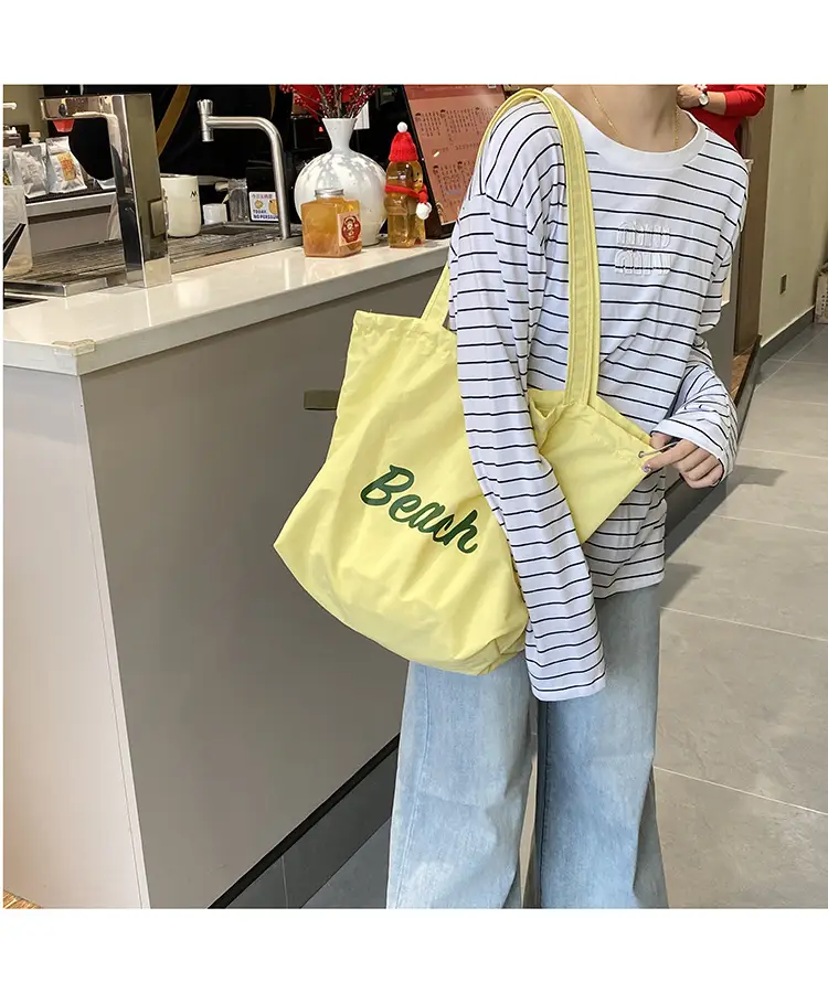 Yellow Canvas Shoulder Bag for Women New Size Artistic Design — feature 5