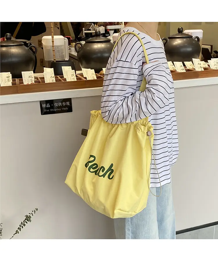 Yellow Canvas Shoulder Bag for Women New Size Artistic Design — feature 6