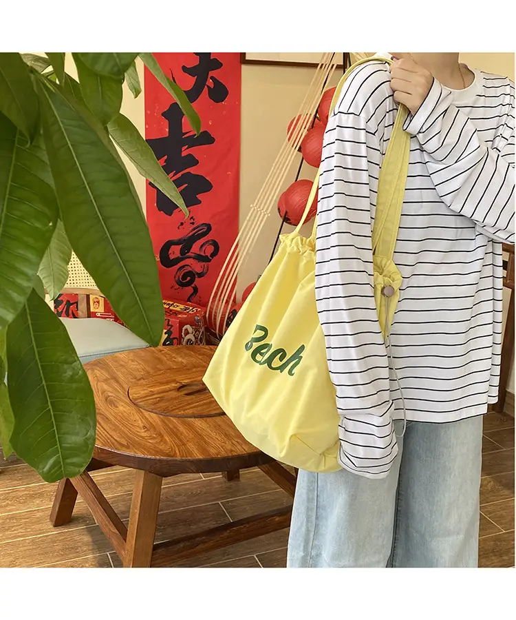 Yellow Canvas Shoulder Bag for Women New Size Artistic Design — feature 7