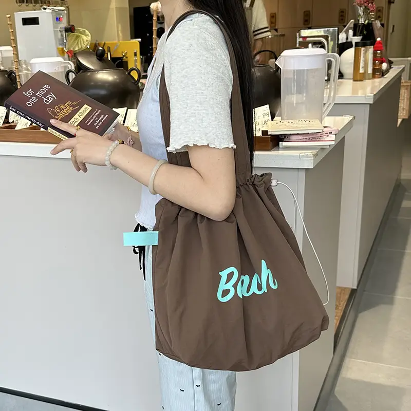 Yellow Canvas Shoulder Bag for Women New Size Artistic Design - Image 11