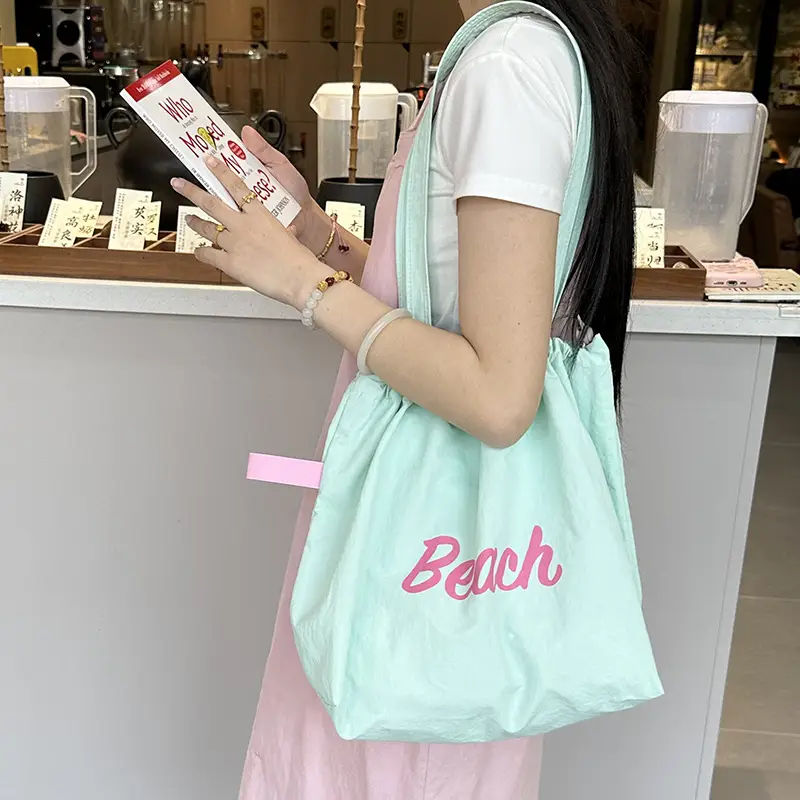 Yellow Canvas Shoulder Bag for Women New Size Artistic Design - Image 12