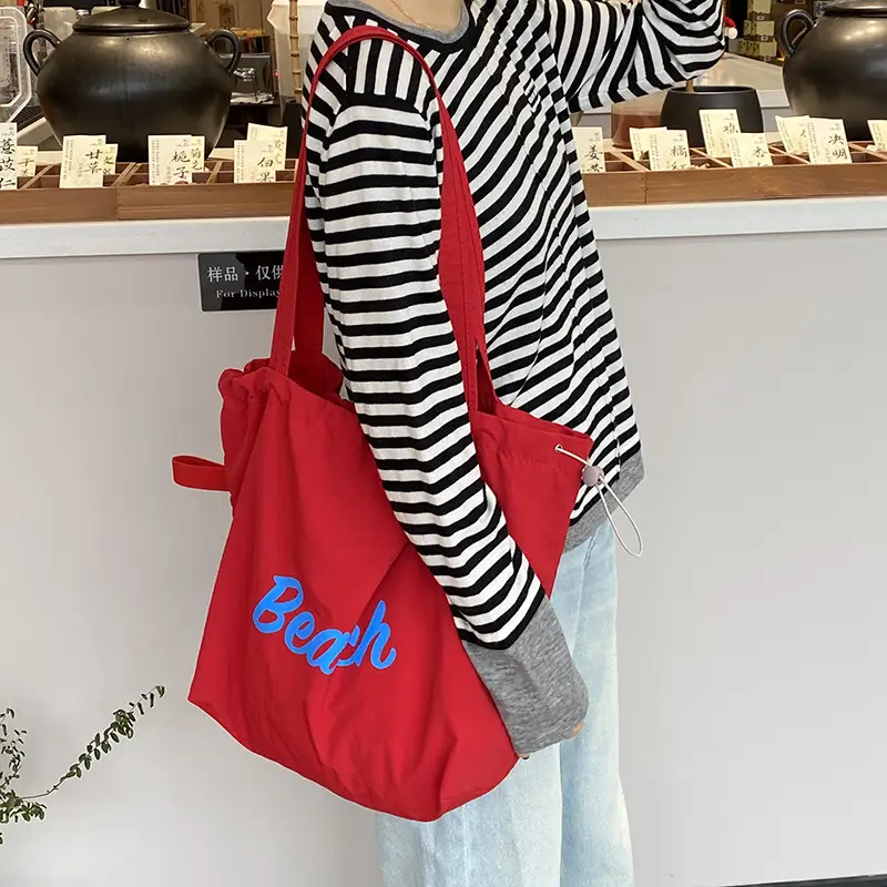 Yellow Canvas Shoulder Bag for Women New Size Artistic Design - Image 2