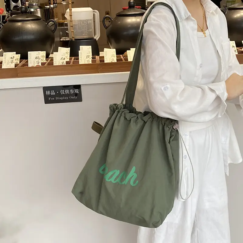 Yellow Canvas Shoulder Bag for Women New Size Artistic Design - Image 7