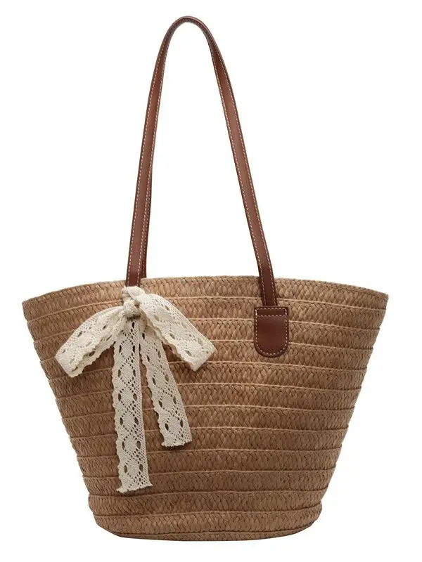 Women Straw tote bag large capacity 2025 vacation beach bag