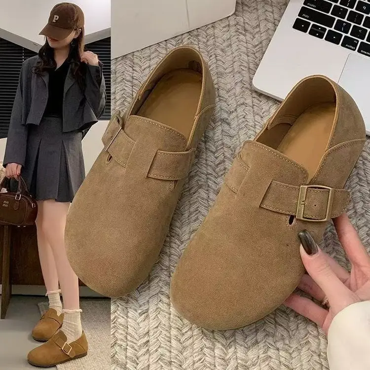 Internet Celebrous Explosions Birkenth Shoes 2025 Spring New Retro Women Lazy Slip-on Birkenth Shoes Flat Bean Shoes - Image 3