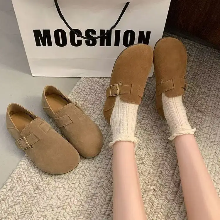 Internet Celebrous Explosions Birkenth Shoes 2025 Spring New Retro Women Lazy Slip-on Birkenth Shoes Flat Bean Shoes - Image 4