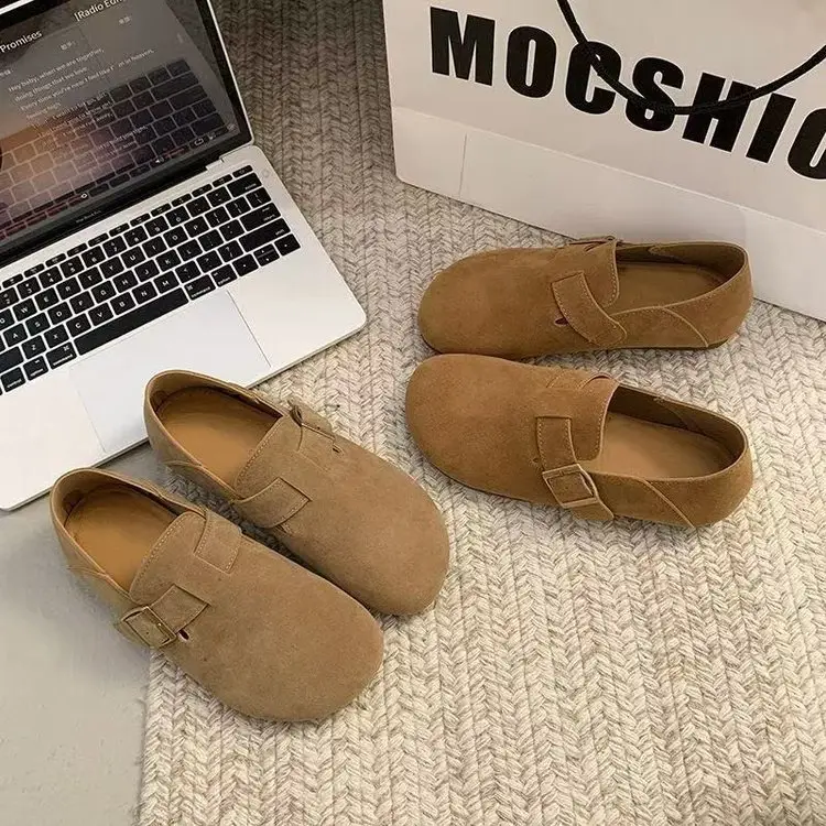 Internet Celebrous Explosions Birkenth Shoes 2025 Spring New Retro Women Lazy Slip-on Birkenth Shoes Flat Bean Shoes - Image 5
