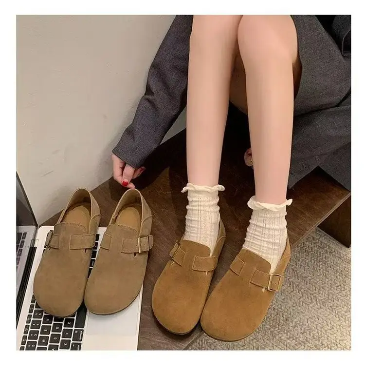 Internet Celebrous Explosions Birkenth Shoes 2025 Spring New Retro Women Lazy Slip-on Birkenth Shoes Flat Bean Shoes — feature 11
