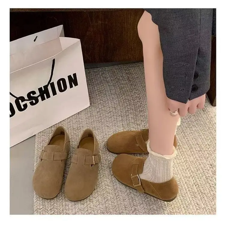 Internet Celebrous Explosions Birkenth Shoes 2025 Spring New Retro Women Lazy Slip-on Birkenth Shoes Flat Bean Shoes — feature 12