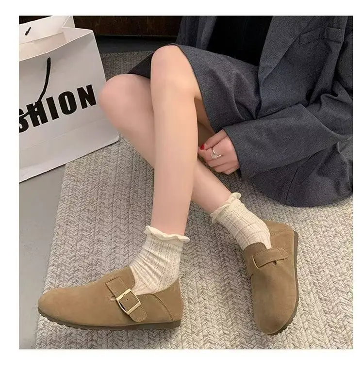 Internet Celebrous Explosions Birkenth Shoes 2025 Spring New Retro Women Lazy Slip-on Birkenth Shoes Flat Bean Shoes — feature 17