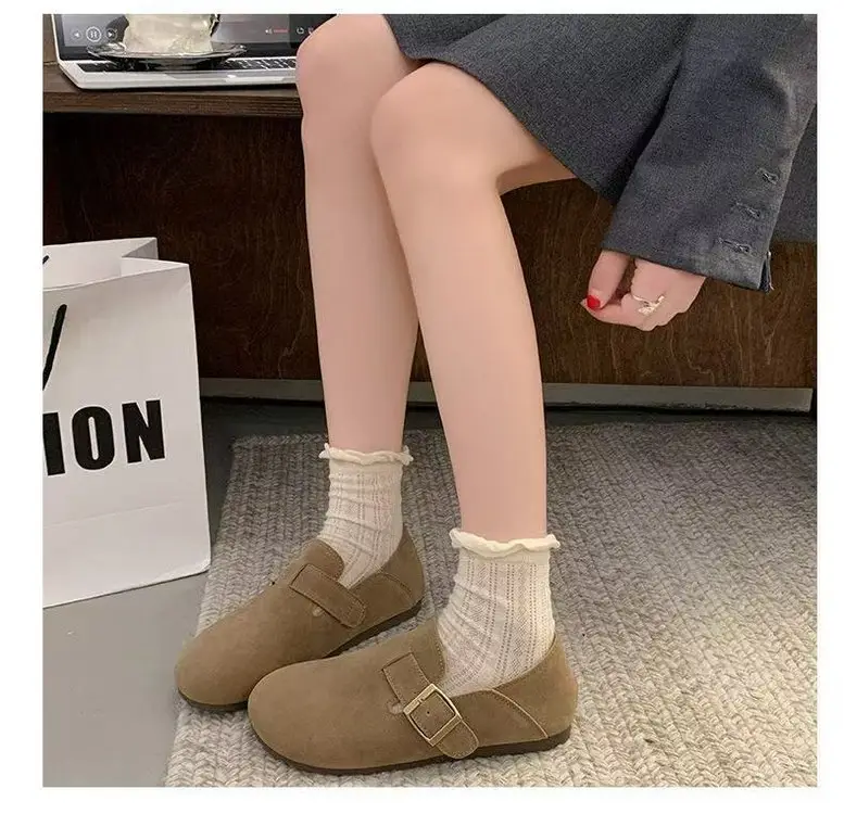 Internet Celebrous Explosions Birkenth Shoes 2025 Spring New Retro Women Lazy Slip-on Birkenth Shoes Flat Bean Shoes — feature 18