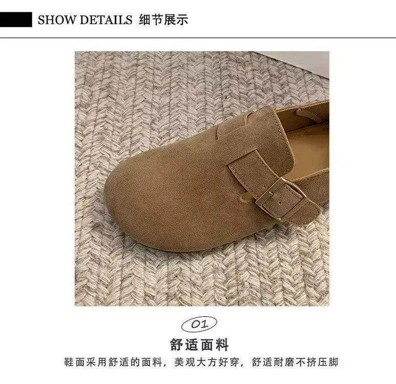 Internet Celebrous Explosions Birkenth Shoes 2025 Spring New Retro Women Lazy Slip-on Birkenth Shoes Flat Bean Shoes — feature 3