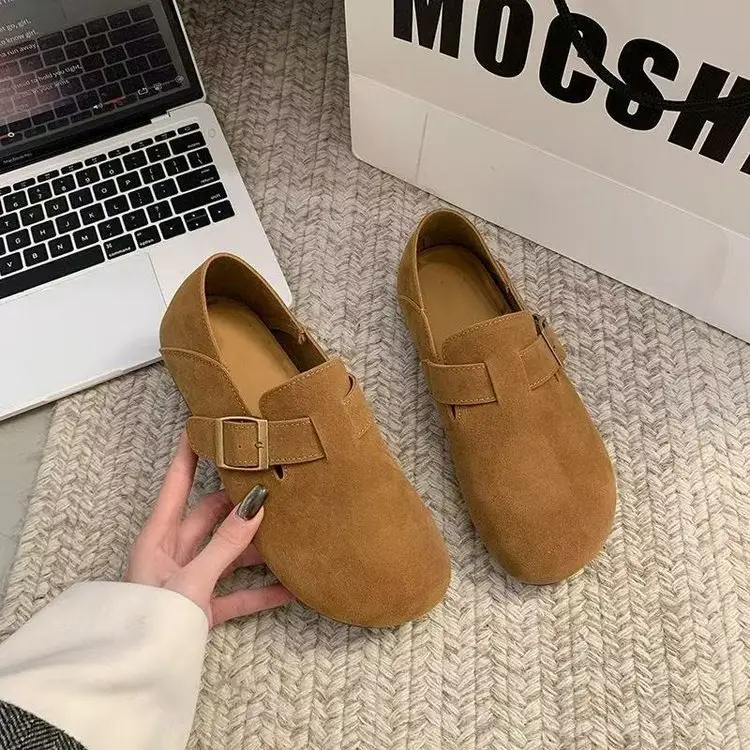 Internet Celebrous Explosions Birkenth Shoes 2025 Spring New Retro Women Lazy Slip-on Birkenth Shoes Flat Bean Shoes