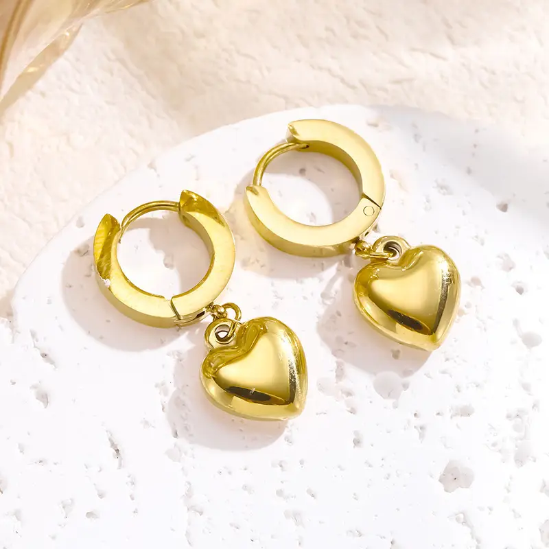 Gold Heart Earrings for Women Luxury Fashion - Image 7