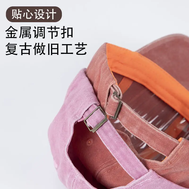 Women Vintage Wash Denim Duckbill Cap with Metal Buckle - Image 15