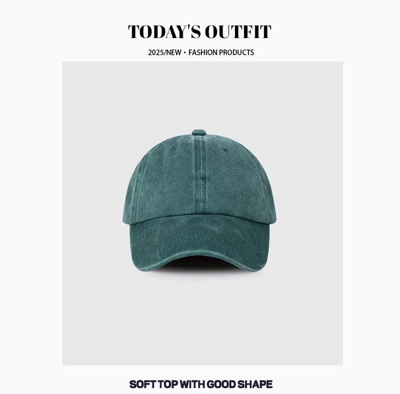Women Vintage Wash Denim Duckbill Cap with Metal Buckle — feature 11