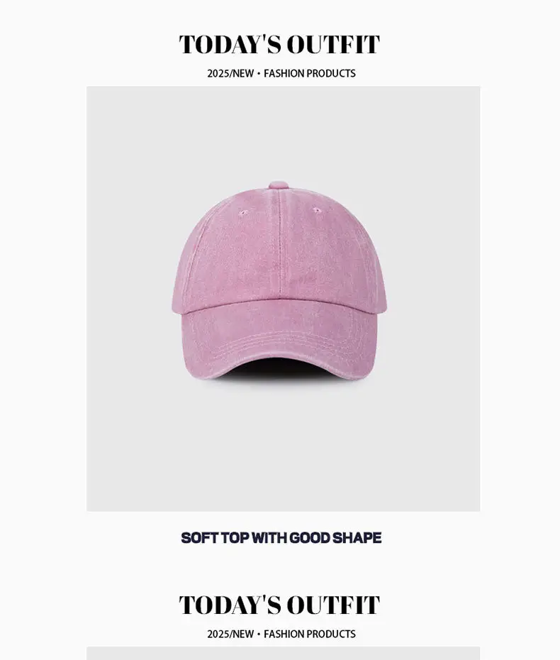 Women Vintage Wash Denim Duckbill Cap with Metal Buckle — feature 12