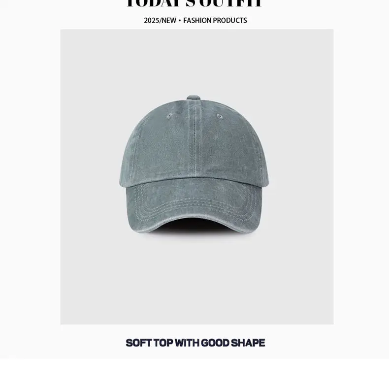 Women Vintage Wash Denim Duckbill Cap with Metal Buckle — feature 14