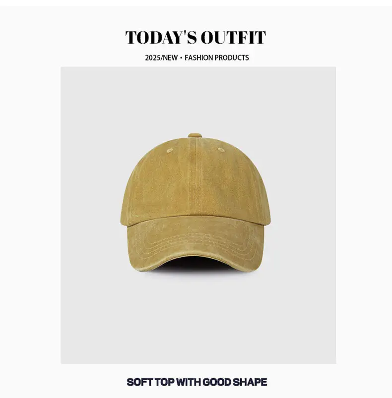 Women Vintage Wash Denim Duckbill Cap with Metal Buckle — feature 9