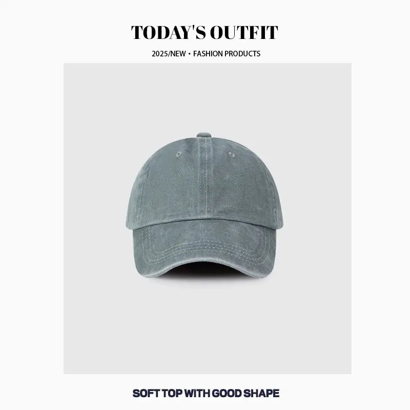 Women Vintage Wash Denim Duckbill Cap with Metal Buckle - Image 10