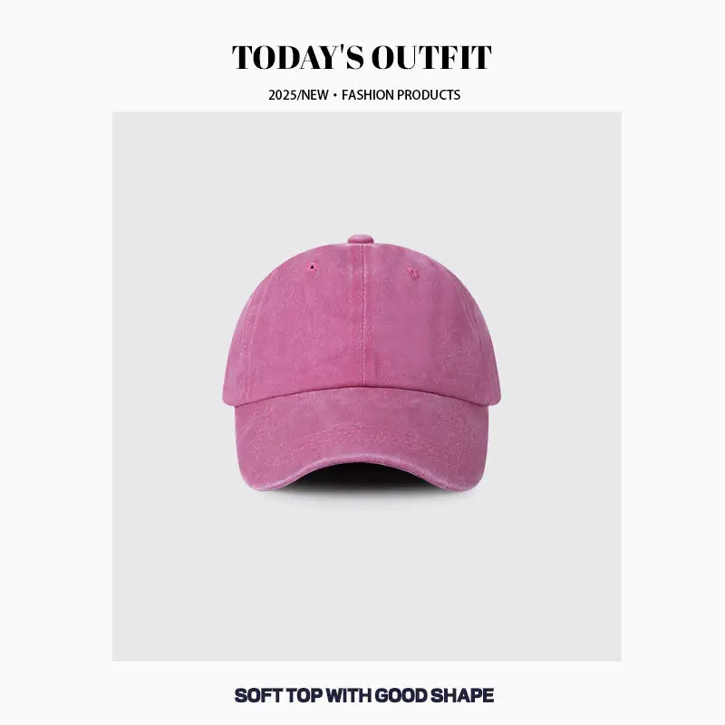 Women Vintage Wash Denim Duckbill Cap with Metal Buckle - Image 2