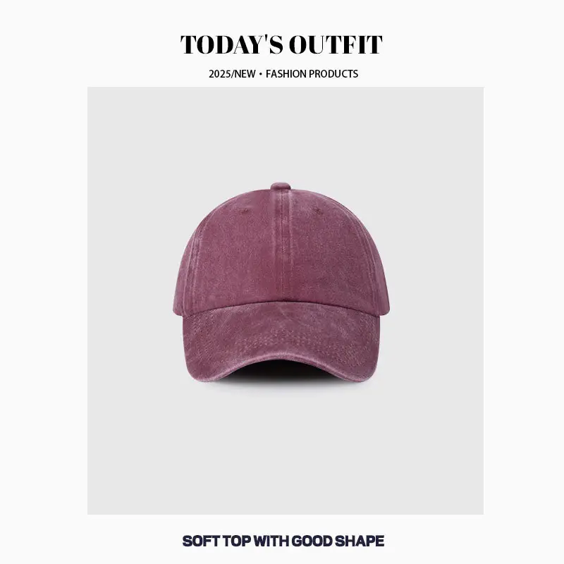 Women Vintage Wash Denim Duckbill Cap with Metal Buckle - Image 4