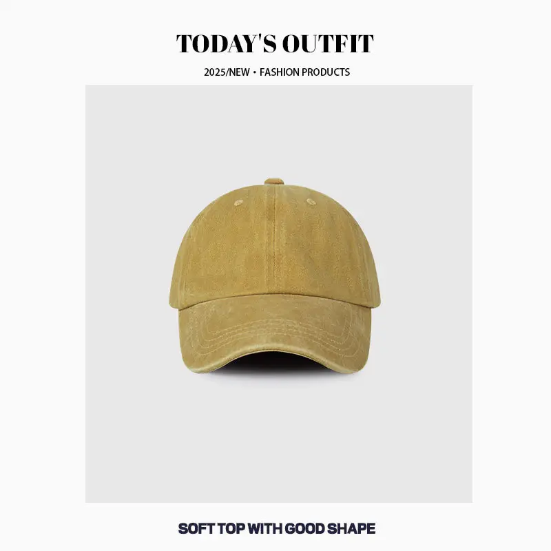 Women Vintage Wash Denim Duckbill Cap with Metal Buckle - Image 5