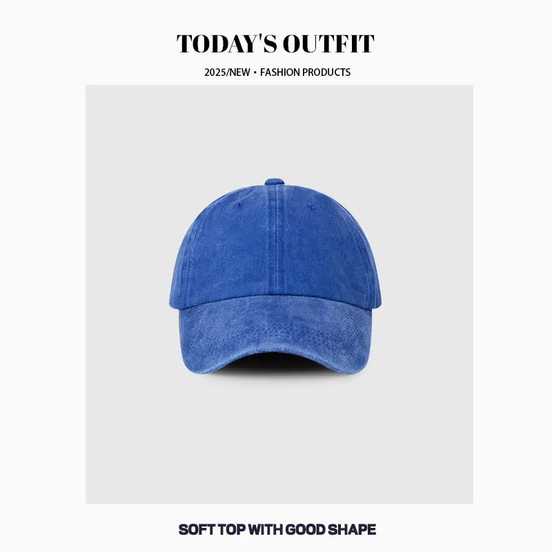 Women Vintage Wash Denim Duckbill Cap with Metal Buckle - Image 6
