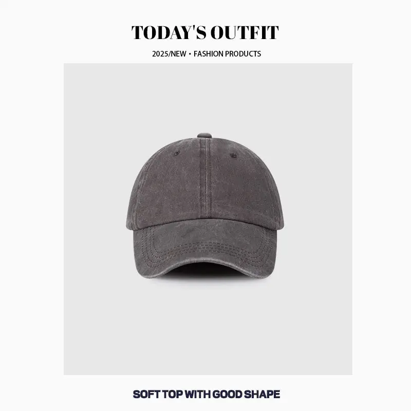 Women Vintage Wash Denim Duckbill Cap with Metal Buckle - Image 7