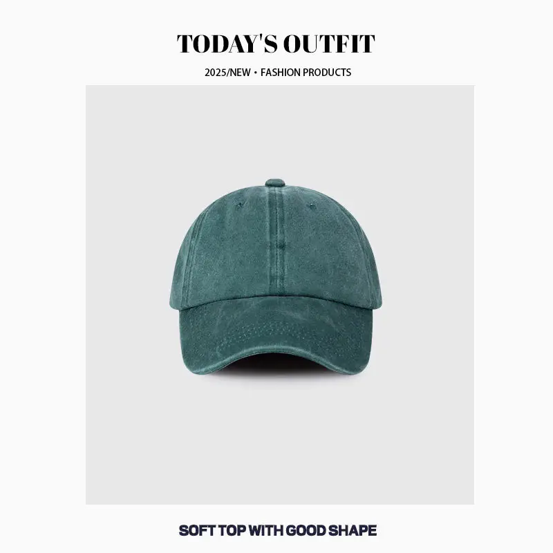 Women Vintage Wash Denim Duckbill Cap with Metal Buckle - Image 8