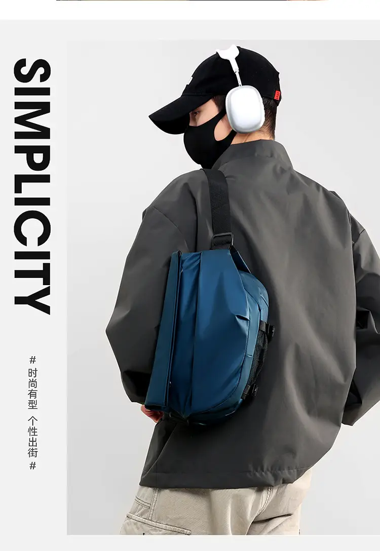 Men's Tech Skin Membrane Crossbody Bag Blue Black — feature 1