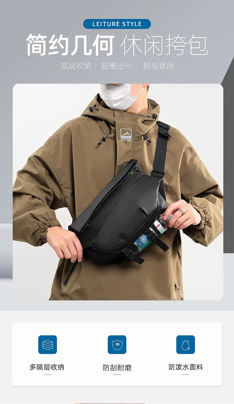 Men's Tech Skin Membrane Crossbody Bag Blue Black — feature 2