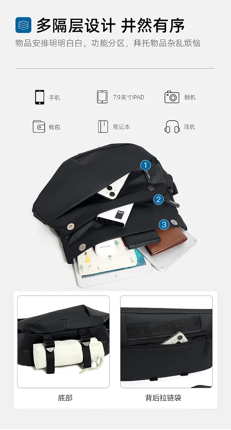 Men's Tech Skin Membrane Crossbody Bag Blue Black — feature 5