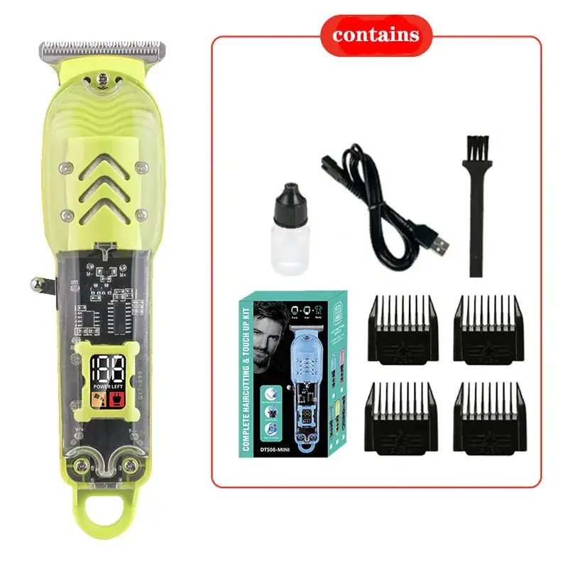 High Power LCD Electric Hair Clipper with 4 Attachments