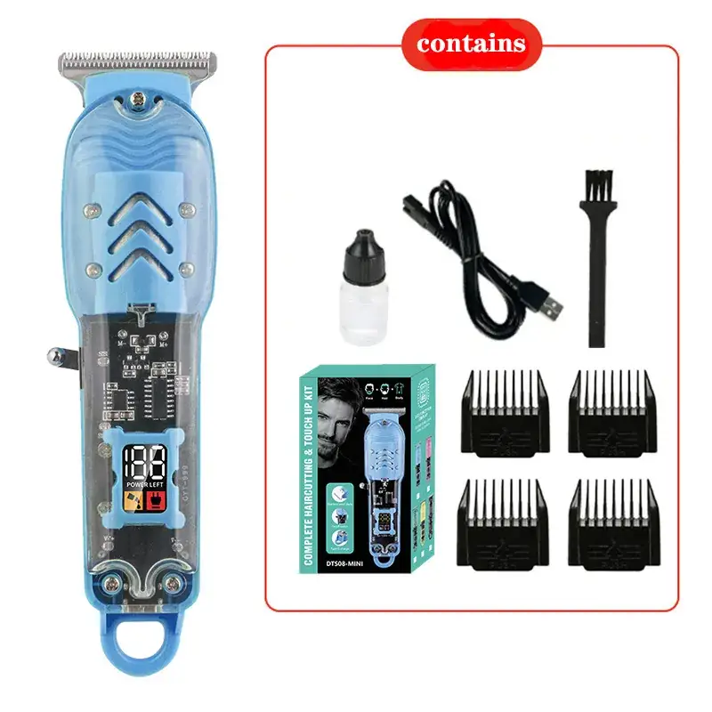 High Power LCD Electric Hair Clipper with 4 Attachments