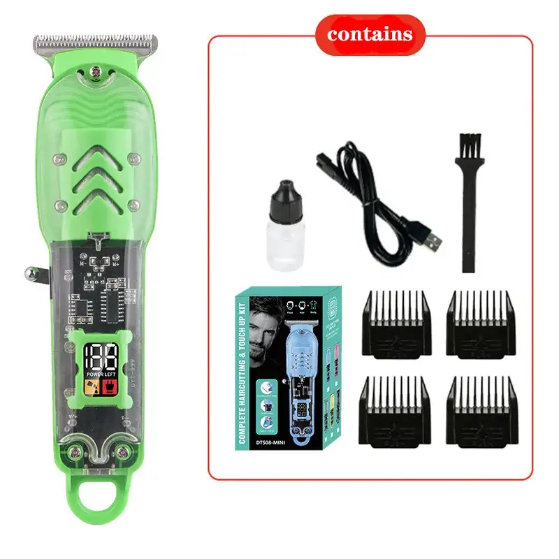 High Power LCD Electric Hair Clipper with 4 Attachments
