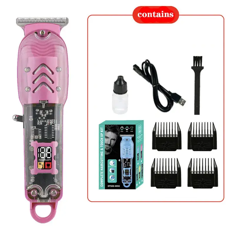 High Power LCD Electric Hair Clipper with 4 Attachments