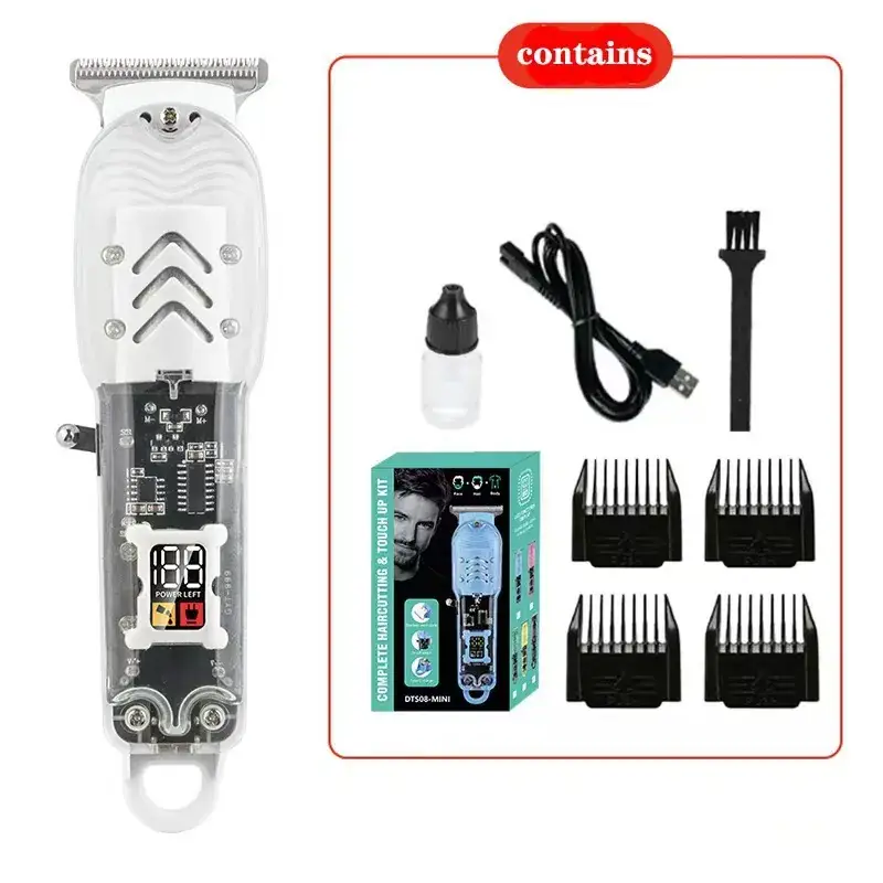 High Power LCD Electric Hair Clipper with 4 Attachments