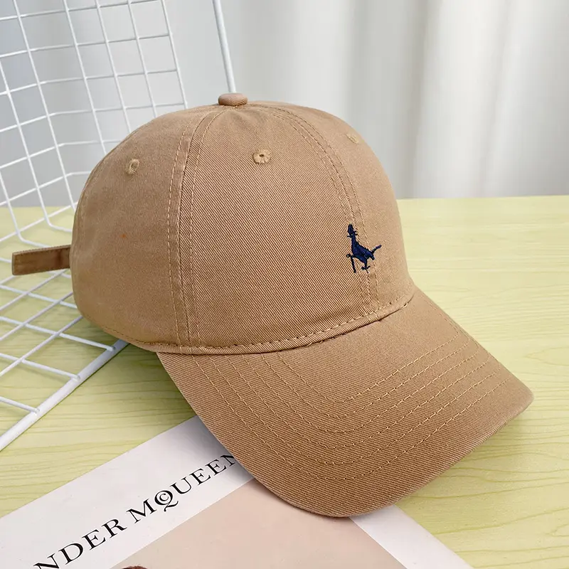 Women Embroidered Peaked Cap Beige Korean Style - Image 2