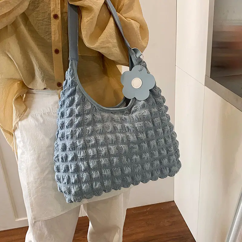 White Ruffled Shoulder Bag for Women Casual Trendy Handbag - Image 7