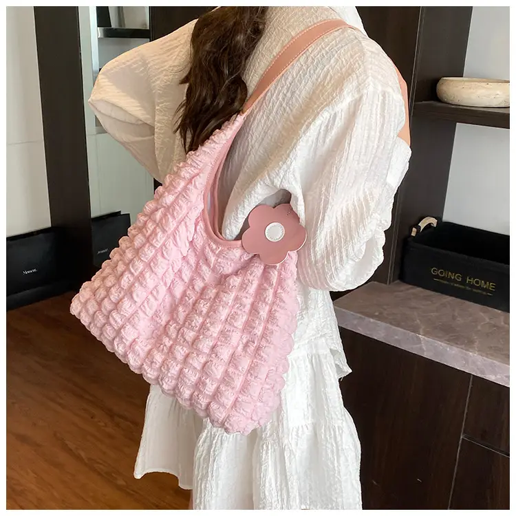 White Ruffled Shoulder Bag for Women Casual Trendy Handbag — feature 15