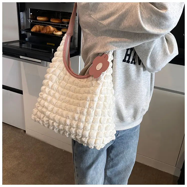 White Ruffled Shoulder Bag for Women Casual Trendy Handbag — feature 23