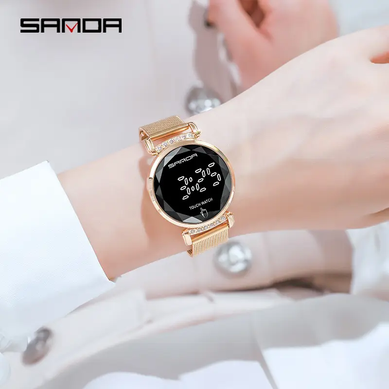 Sanda Touch Screen Waterproof Women's Mesh Watch - Image 5