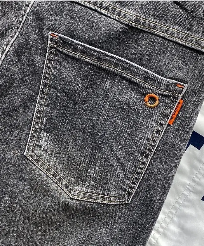 Men's 2025 Thin Belted Grey Denim Jeans — feature 7