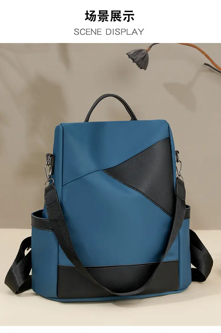 Women's Pink Black Leather Backpack with Shoulder Strap — feature 14