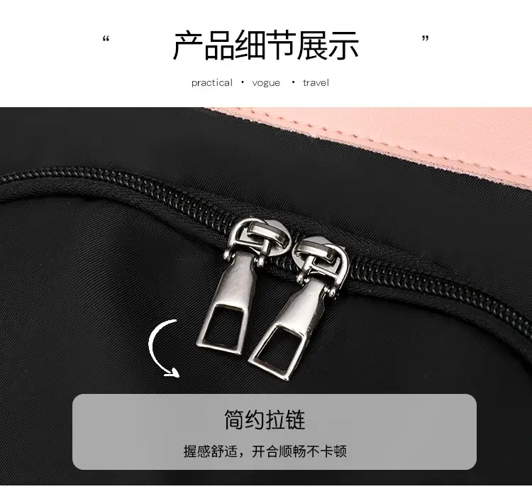 Women's Pink Black Leather Backpack with Shoulder Strap — feature 29