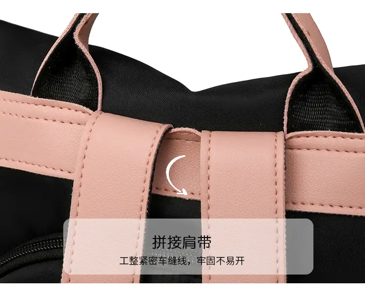 Women's Pink Black Leather Backpack with Shoulder Strap — feature 33