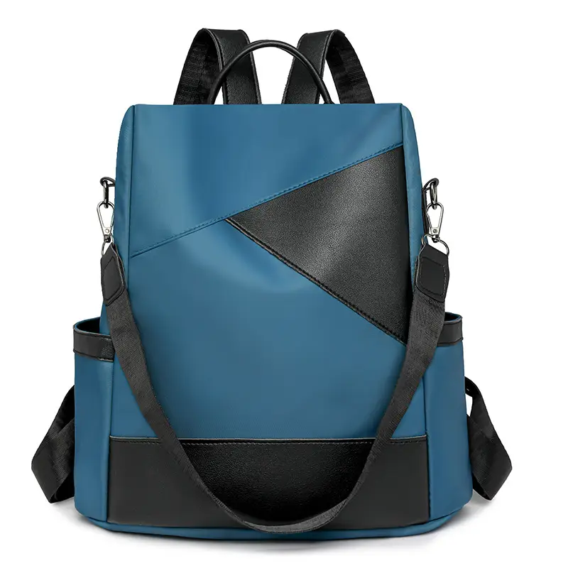 Women's Pink Black Leather Backpack with Shoulder Strap - Image 3